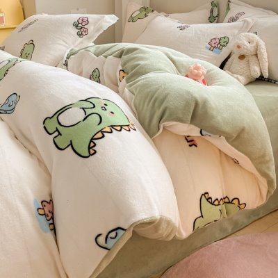 冬季少女心牛奶绒四件套轻奢水晶绒珊瑚绒被套小清新床单加厚床笠,床上用品,学生床品套件,淘宝优惠券,粉丝福利购,淘宝优惠卷