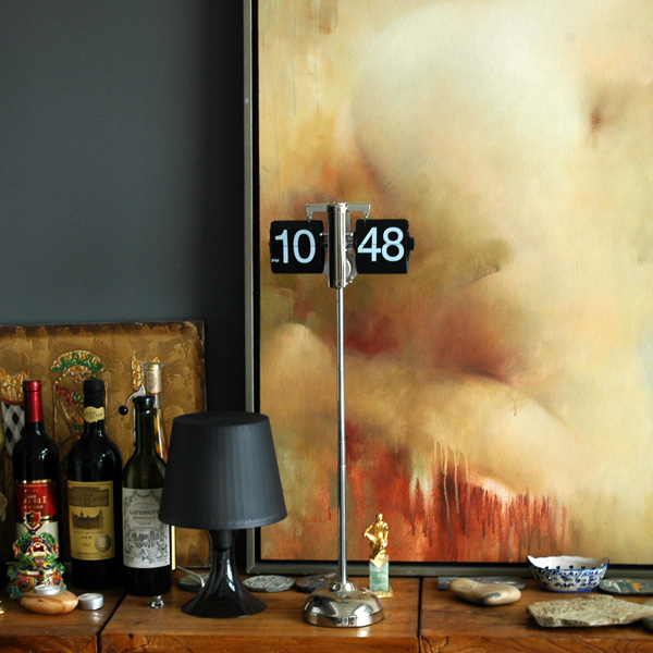 王自如同款创意j客厅时钟 欧式座钟伸缩拉杆天平自动翻页钟落地钟