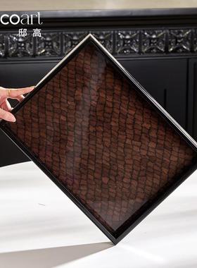 家居高档星级酒店西餐厅岛台餐桌托盘轻奢高档木质收纳盘摆件