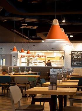 网红橙色复古工业风彩色创意简约吧台火锅店铺商用单头吊灯灯罩