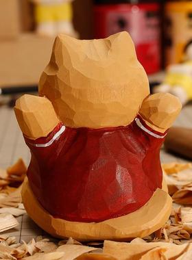 手工旺柴柴犬小狗狗小木雕摆件可爱装饰情绪治愈电脑桌摆件礼物女