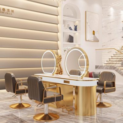 新款理发店镜台剪发镜染烫区烫染台镜子柜子一体发廊专用美发店镜