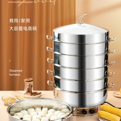 不锈钢电蒸锅多功能家用三层蒸笼大容量蒸锅电蒸箱节能蒸包子商用