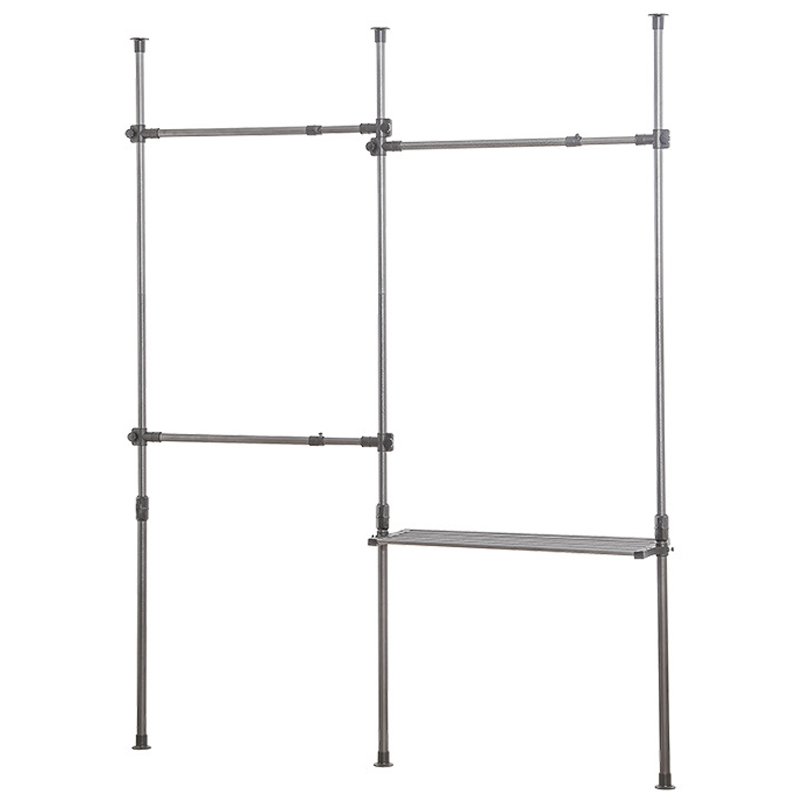 顶天立地衣帽架韩式晾衣架卧室上下层单杆阳台多功能伸缩挂衣架子