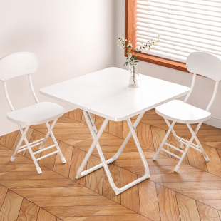 折叠桌阳台白色小圆桌子家用小户型出租房饭桌简约休闲餐桌宿舍桌