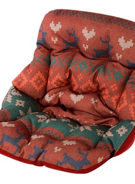 电加热红色复古小鹿包围连体椅垫靠垫加厚坐垫办公室保暖发热座垫