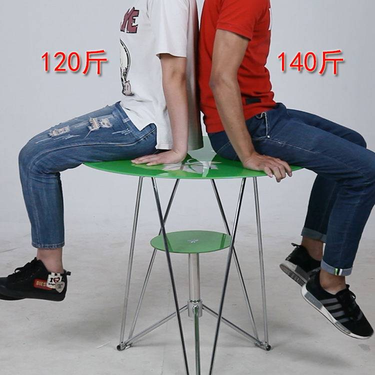 时尚洽谈桌椅圆形钢化玻璃茶几边角几阳台咖啡厅休闲接待桌椅家用