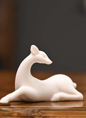 创意陶瓷迷你小号动物小鹿盆景园艺微景观装饰白瓷桌面客厅小摆件