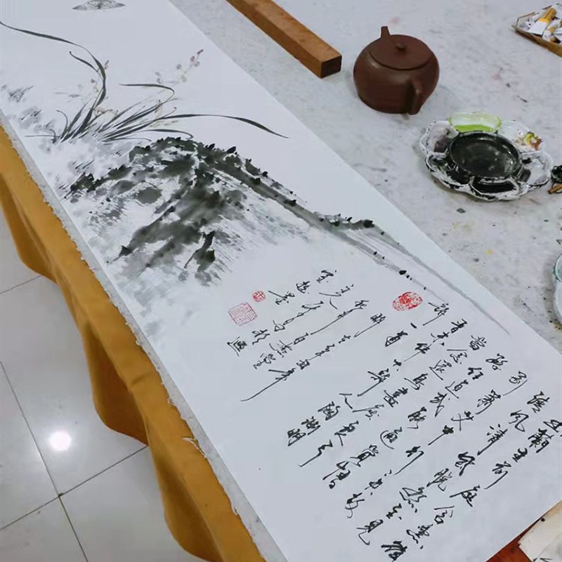 国画兰花手绘客厅装饰画写意花鸟书画卷轴装裱卧室书房餐厅水墨画图片