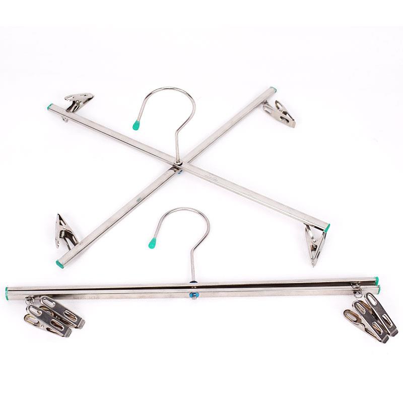 不锈钢四夹裤架家用十字裤夹夹折叠衣架晒牛仔裤架夹衣架