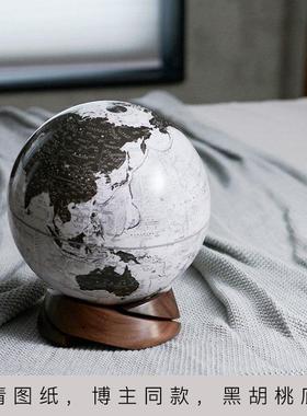 螺旋底座】矿岩黑色宏微地球书房客厅办公室样板间地球仪摆件开业