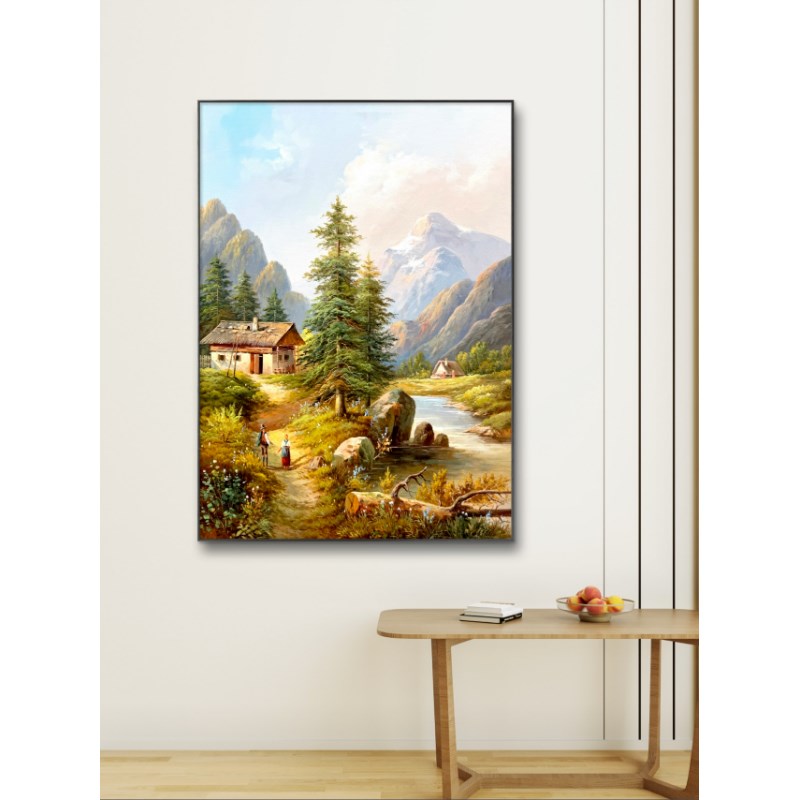 油画美欧式欧式风景树林花定制手绘客风景餐厅别墅玄关挂画装饰图片