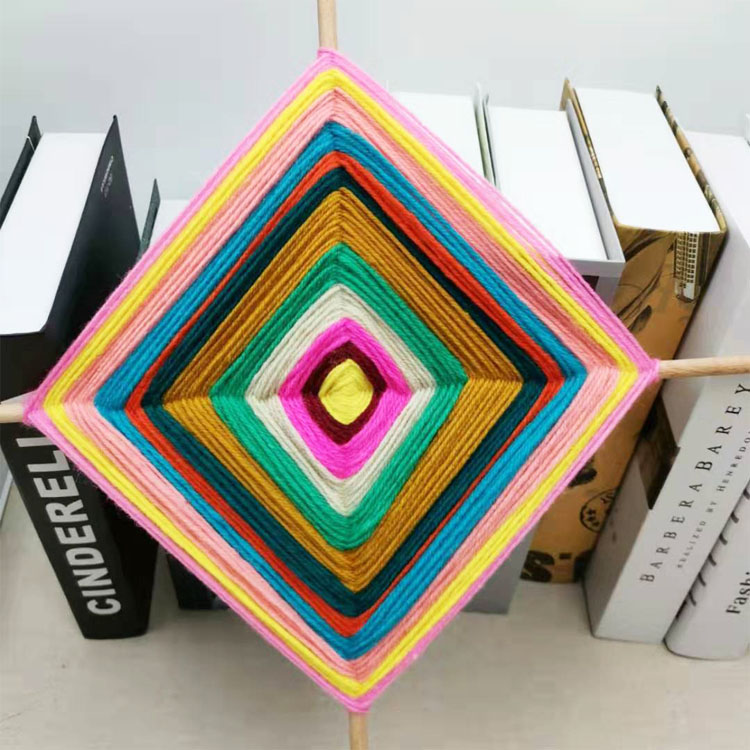 幼儿园儿童区域手工编织材料包榉木棒四六八多边形状织布diy挂饰