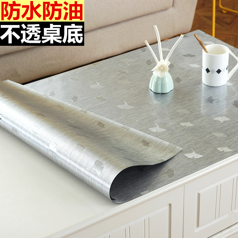 茶几桌布防水防烫长方形客厅欧式大理石餐桌垫厚胶垫桌面印花