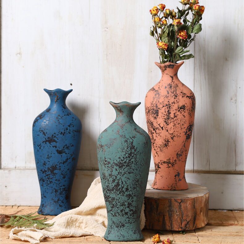 仓捡漏陶缘溪陶瓷复古陶罐粗陶干花水养小花瓶客厅插花花盆