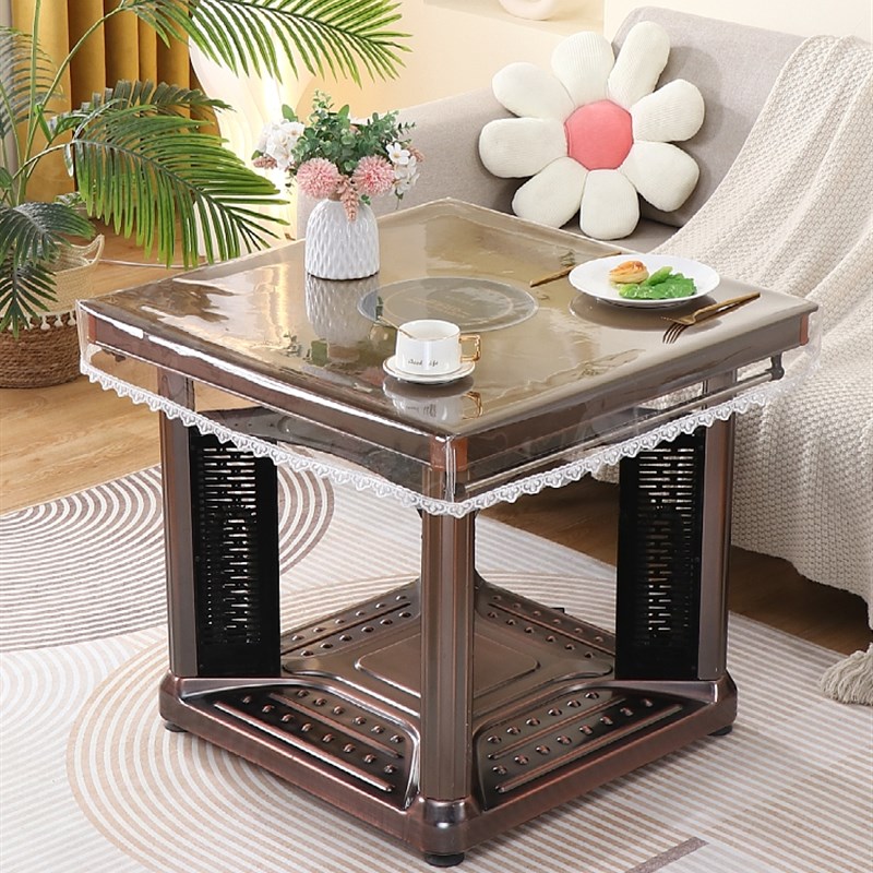 四方桌烤火罩皮正方形防水防油防烫软玻璃pvc取暖桌罩