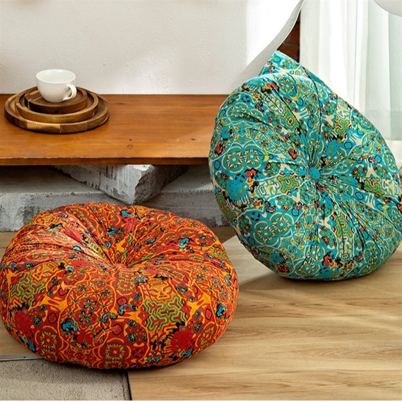 摩洛哥坐垫抱枕圆形南瓜抱枕家用靠垫沙发棉麻波西米亚腰靠蒲团