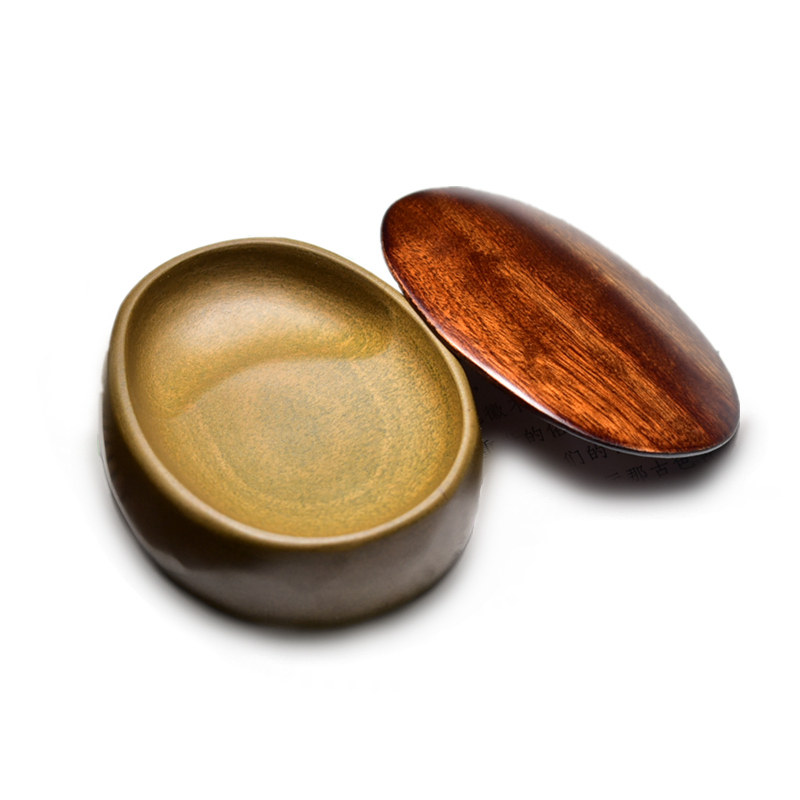 联星老坑黄鱼子小楷砚台天然歙砚掌中宝腰圆鱼籽龙尾精品迷你磨墨