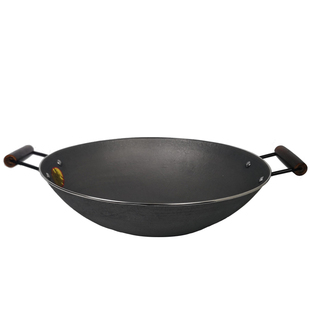 宏江传统铁锅圆底尖底无涂层生锈粘锅四川江油铸铁锅生铁炒锅