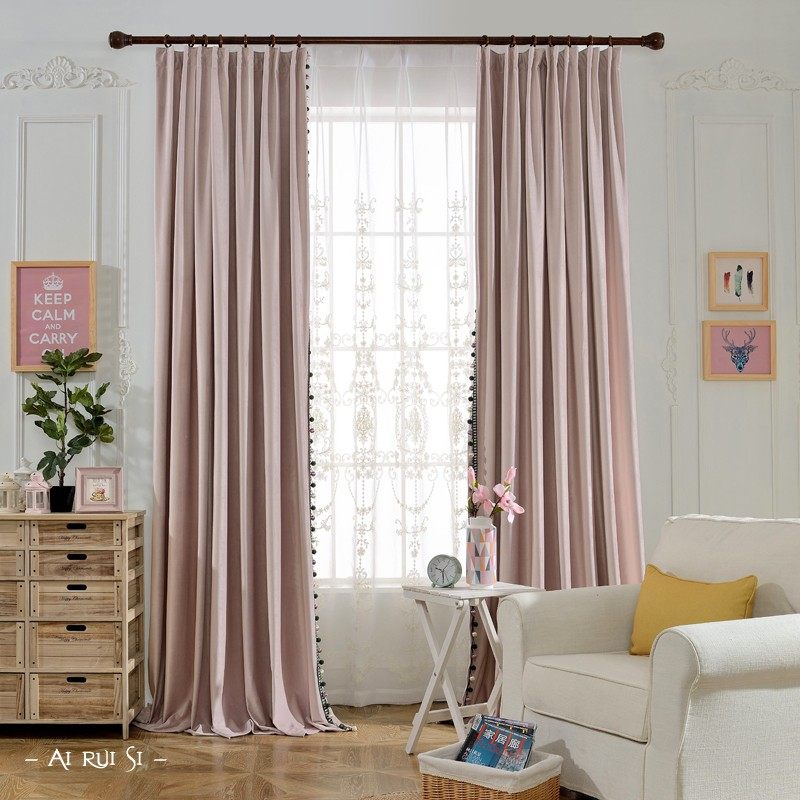 现代纯色绒布窗帘成品丝绒遮光客厅卧室欧式窗纱落地窗飘窗帘