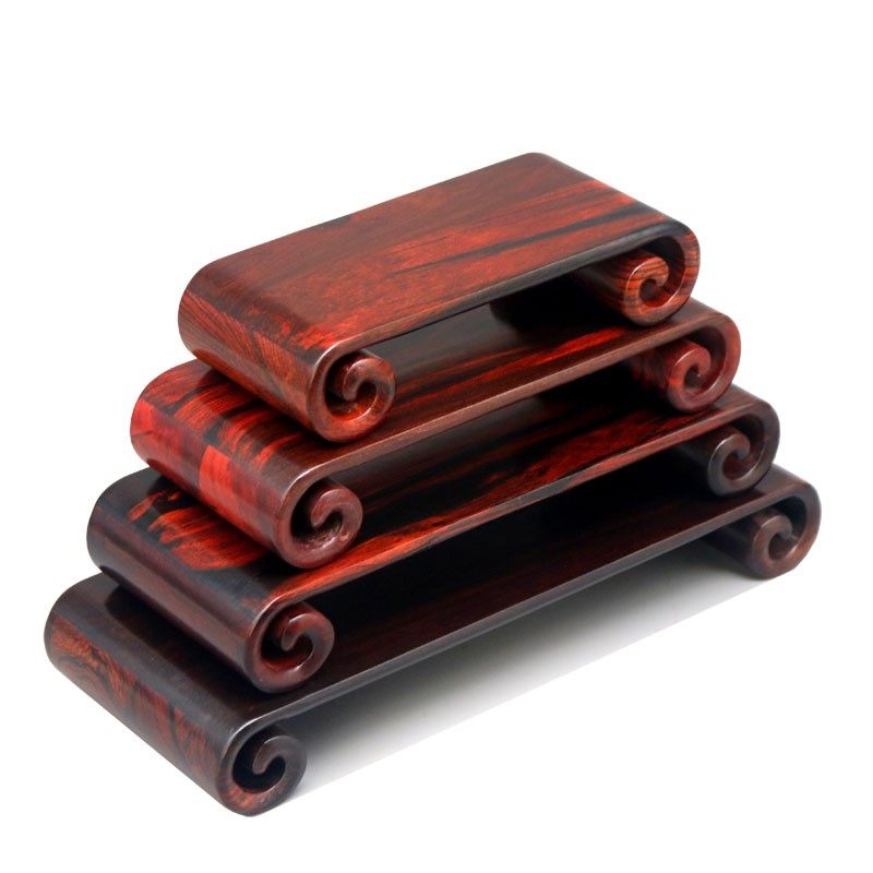 大红酸枝雕刻紫砂壶底座茶壶杯盏古董瓶工艺品书卷几仿古展示架