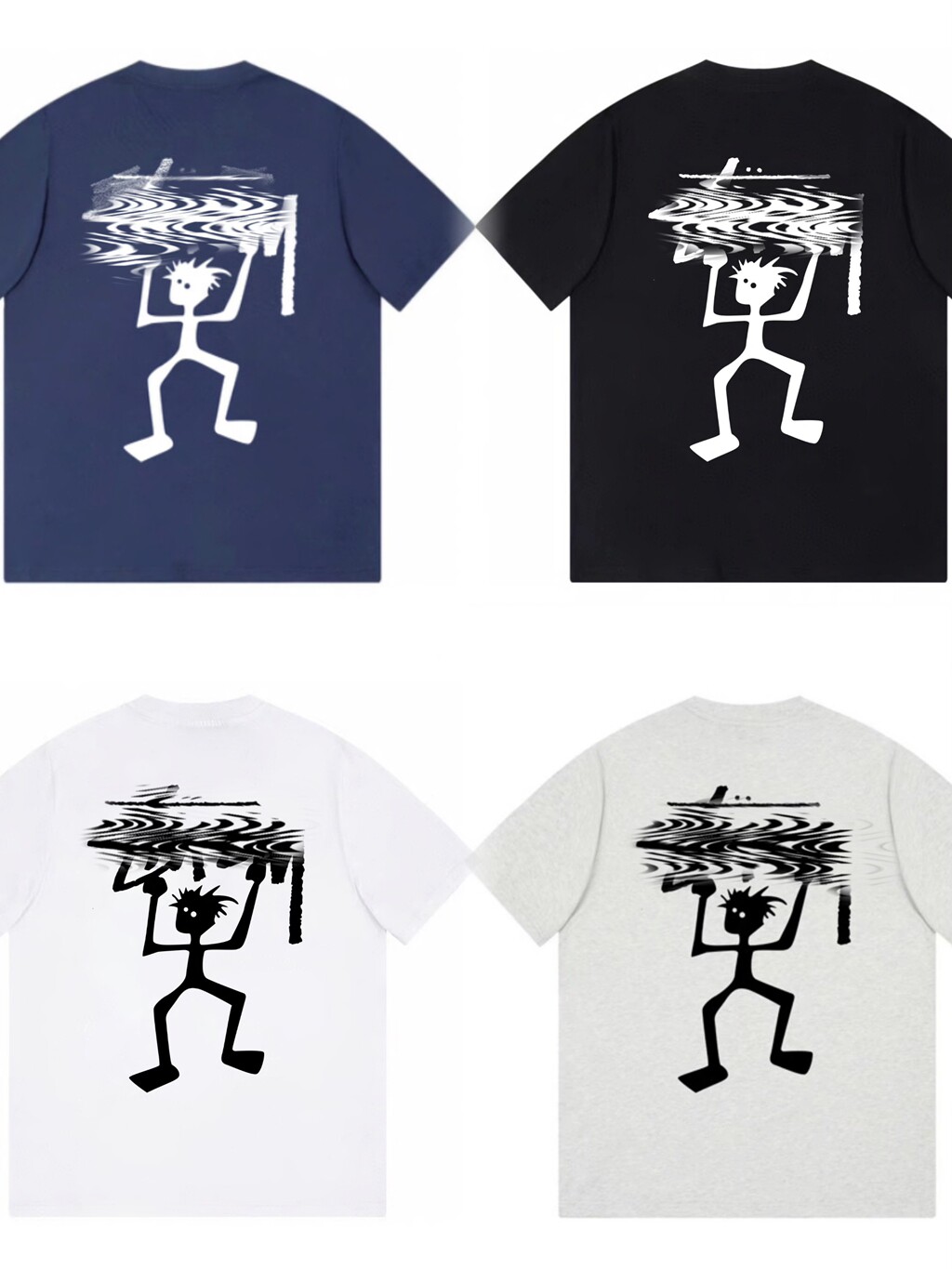 thumbnail for American retro classic trendy brand short-sleeved top, T-shirt, couple, unisex trendy print pattern