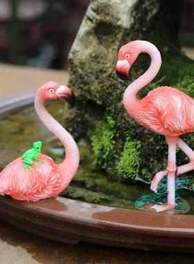 仿真火烈鸟摆件小创意家居盆景庭院花园水培微景观景观装饰品欧式