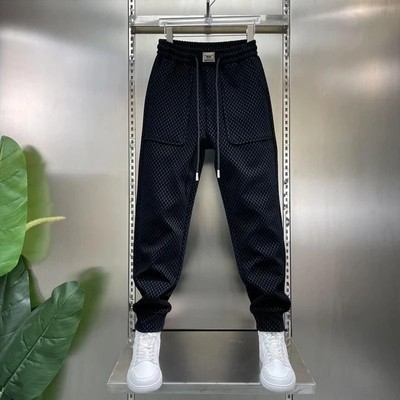 远山黛小钱风2025秋季新y款设计感拼接小脚运动休闲裤男宽松轻奢