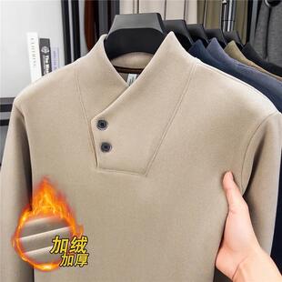 ARCHIVE EDITIONS轻奢男装双面绒加绒男士厚T恤冬半高领打底衫上