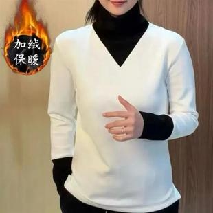 塔弗森男鞋旗舰高档半高领加绒加厚厚棉T男秋冬长袖内搭衣T恤男装