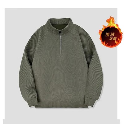 万载昌锋优品男秋季新重磅纯色N简约上衣z高档肌理感半拉链立领卫