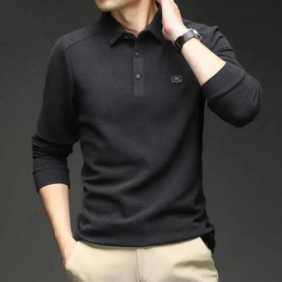 八方贺服饰店德绒加厚长袖秋季男休闲PolLo衫潮流百搭纯色商务时