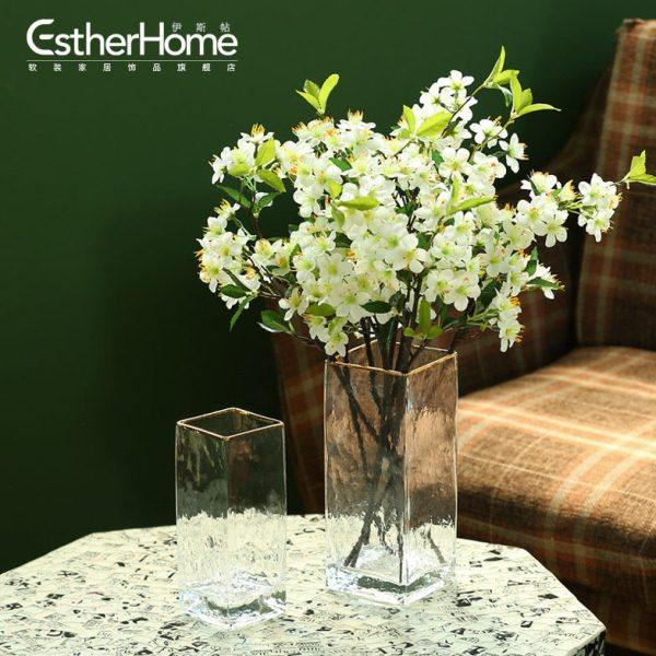 轻奢玻璃花瓶透明水培插花瓶现代简约欧式客厅餐桌装饰品摆设创意,家居饰品,花瓶,淘宝优惠券,粉丝福利购,淘宝优惠卷