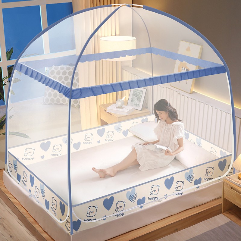 2023年蒙古包蚊帐m家用2022新款三开门1米5床防摔纹账mx纹怅免安