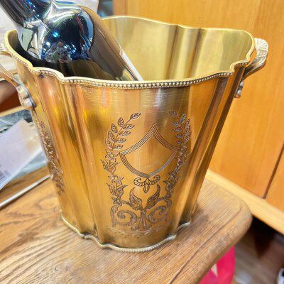 印度进口黄铜酒桶复古手工雕花红酒冰桶香槟轻奢复古酒吧装饰酒具