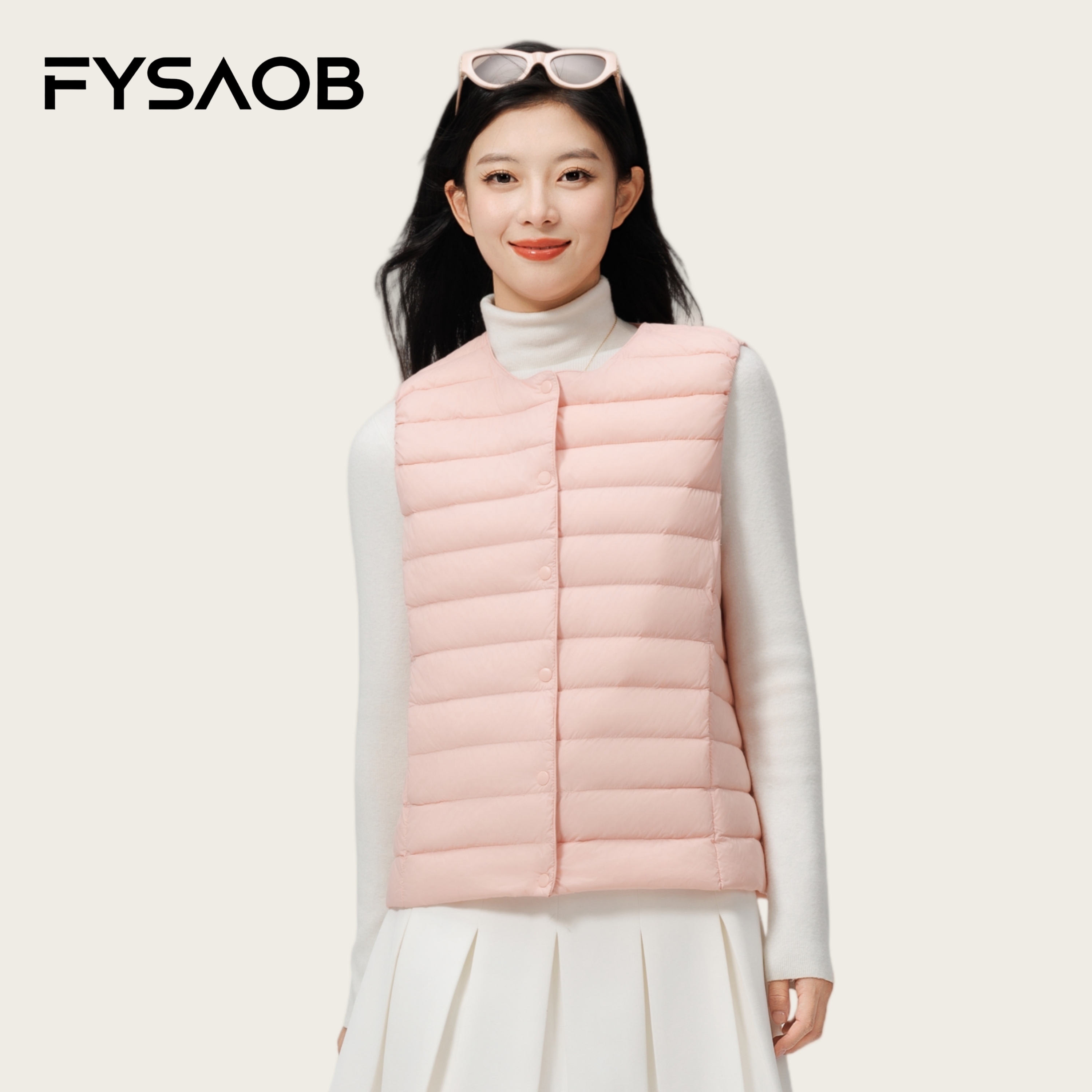 帆泊轻薄排骨羽绒马甲女背心马夹