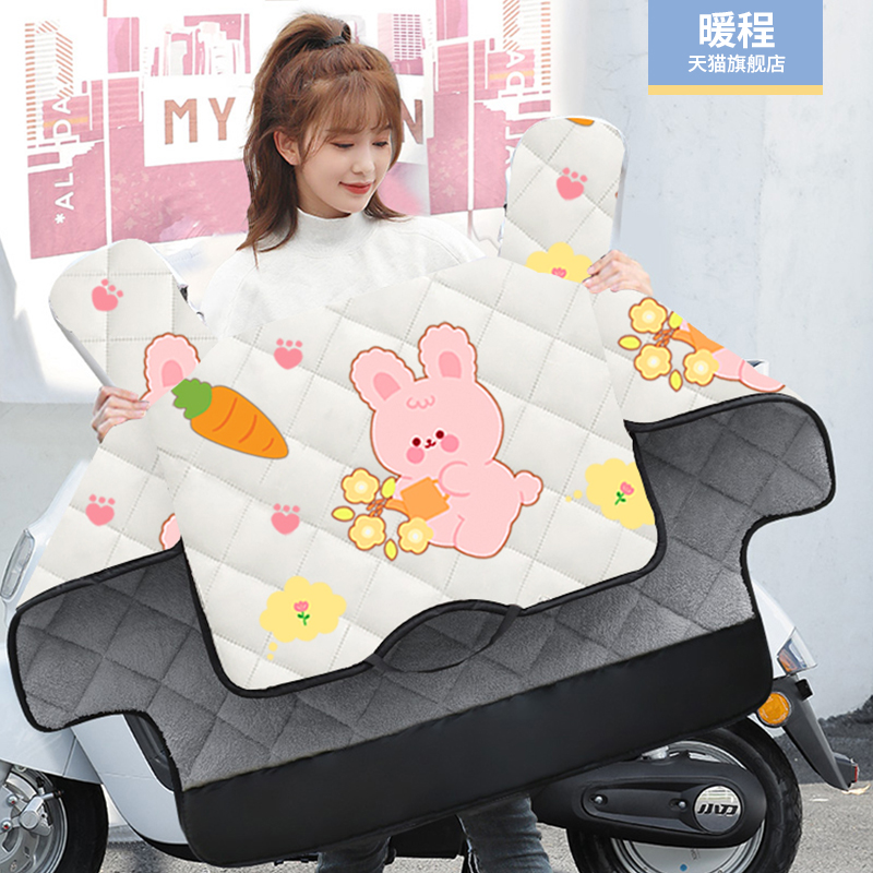 踏板机车挡风被冬季加绒加厚小电动车前挡风遮X雨防风防水罩