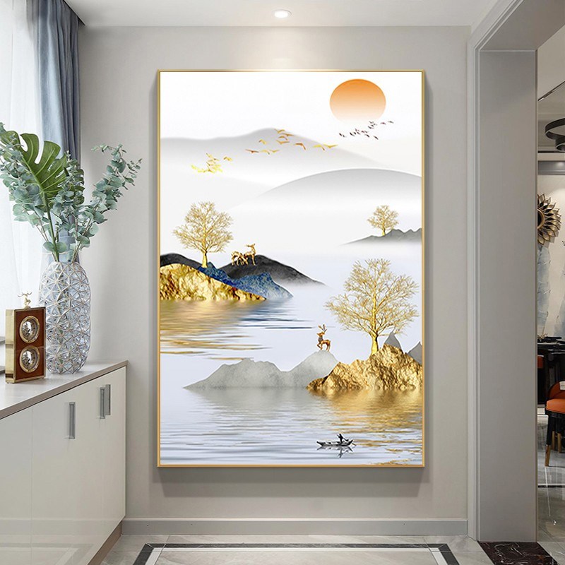 现代走廊大气壁画餐桌客厅挂画进门入户玄关装饰画楼梯间