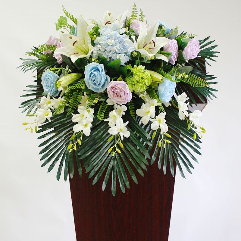 会议讲台花桌花签到装饰台仿真花假花酒店宴会演讲席台花艺