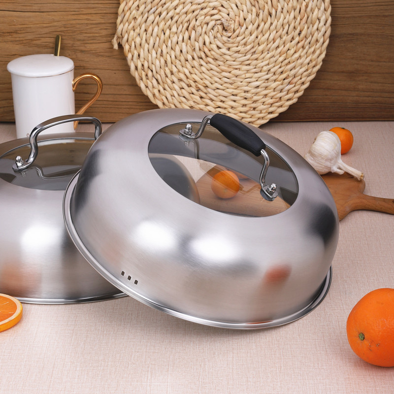 蒸锅锅盖304食品级不锈钢加高盖子铁锅炒锅盖汤锅电饭锅盖子高盖