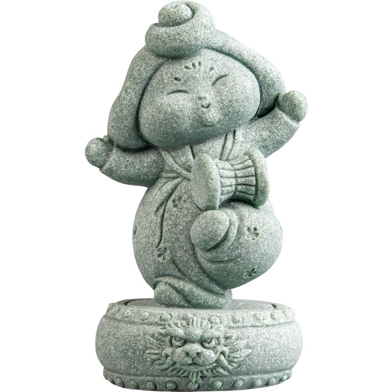 青砂石国潮风中式唐仕女茶几桌面茶玩茶宠园艺鱼缸造景装饰品