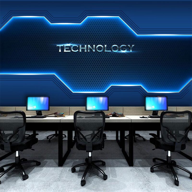 科技感墙纸前台科幻酒吧3d立体壁纸ktv背景墙布电竞网吧网咖装饰