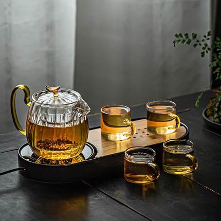 茶盘烧水壶一体式干泡台茶盘大容量玻璃煮茶壶耐热恒温宝茶台家用