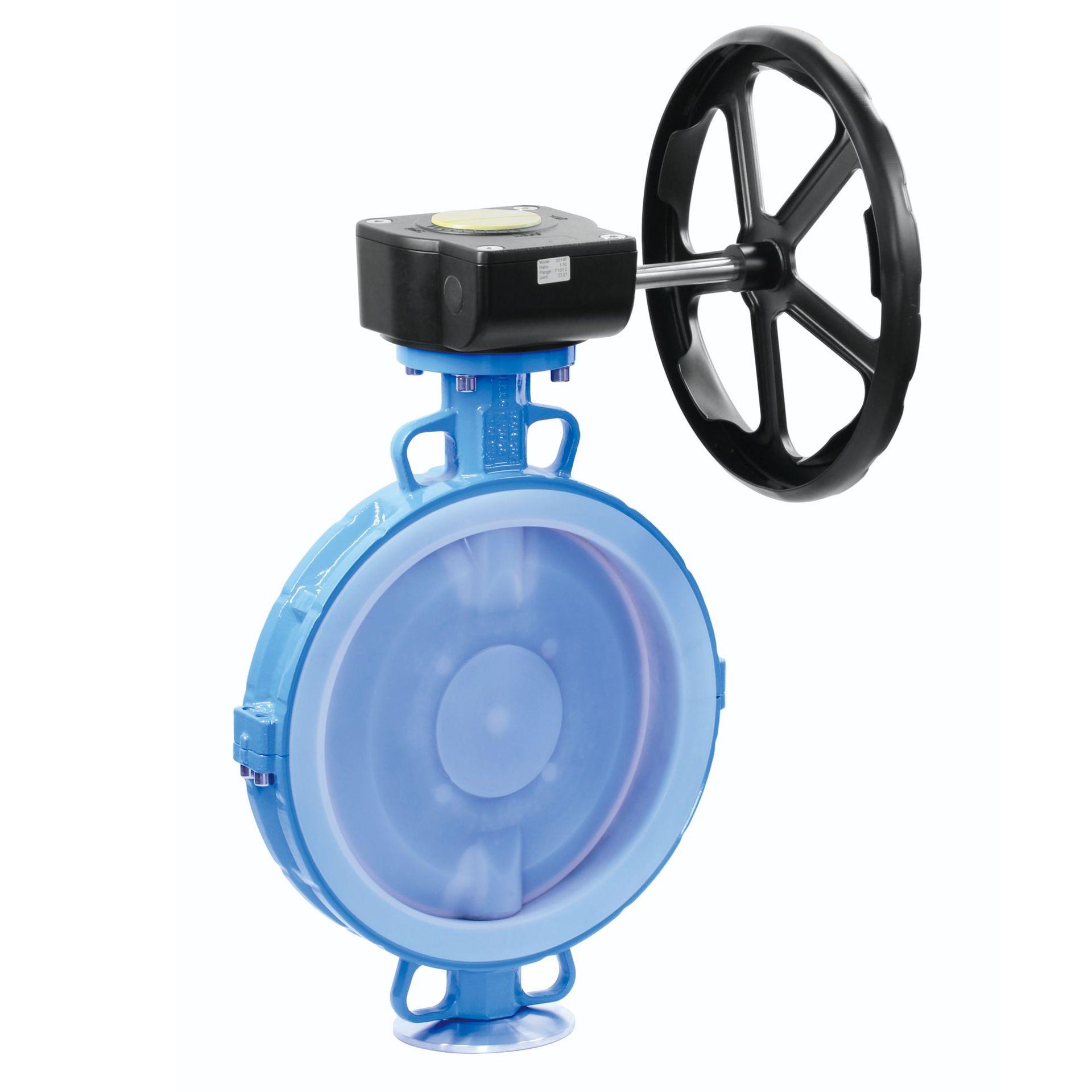 气动法兰式衬氟蝶阀D64F46-6CDN00耐腐蚀四氟双法兰涡轮