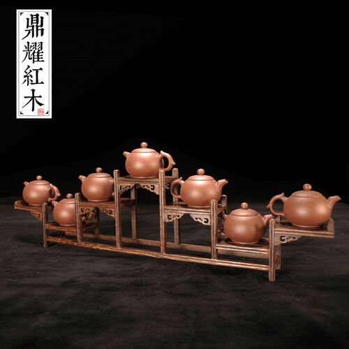红木博古架小型多宝阁鸡翅木茶具架实木紫砂茶壶架子展示架