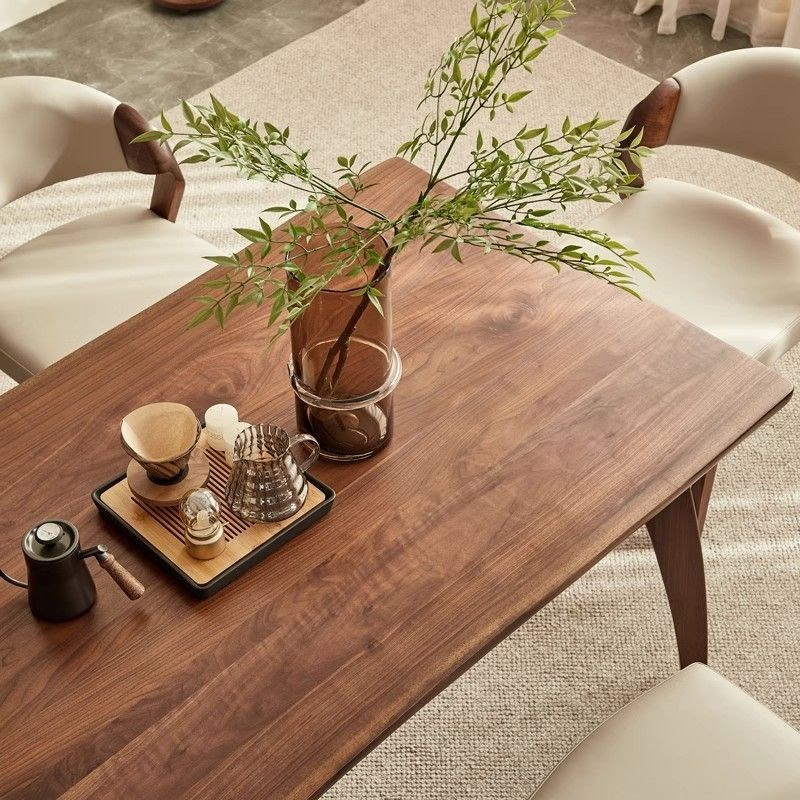 胡桃木大板餐桌全实木茶桌长方形现代简约大书桌家用小户型工作台