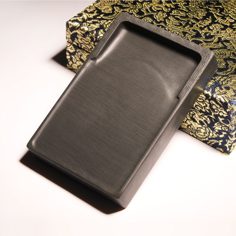 经典素池砚带樟木盒小精品砚台天然黑龙尾实用文房歙砚书画用