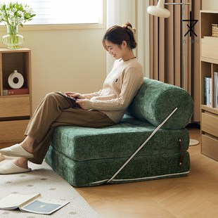 三又木沙发床复古奶油风布艺单人沙发小户型塔吉沙发床两用