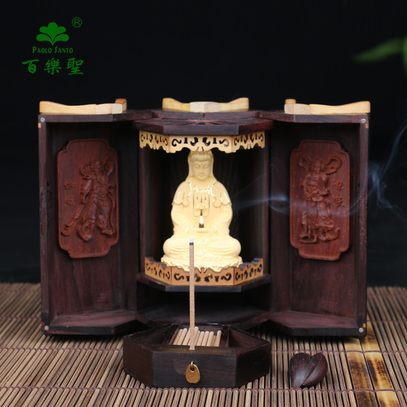 紫檀木小佛龛小型带门带香抽屉佛盒观菩萨佛台实木佛堂