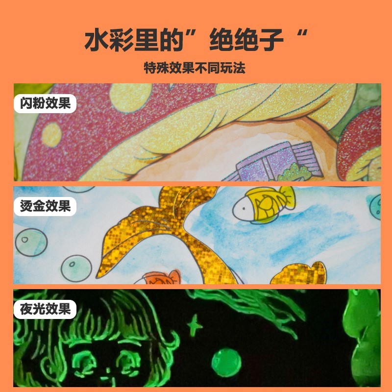 儿童小方糖水彩画本涂色便签涂鸦水彩填色书自带颜料水粉画画装